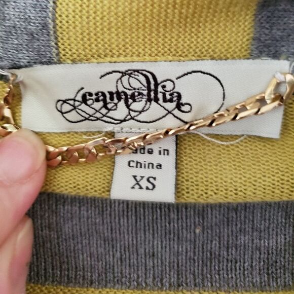 *Camellia Cashmere Sequin Elbow Patch Sweater XS - Picture 3 of 5